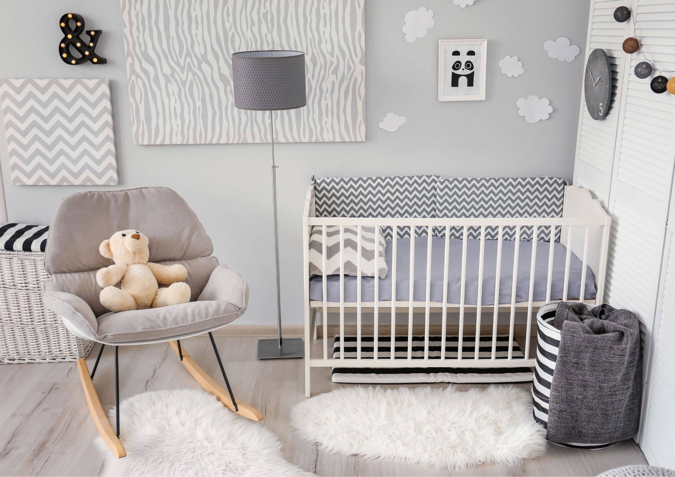 chambre bebe deco noir blanc